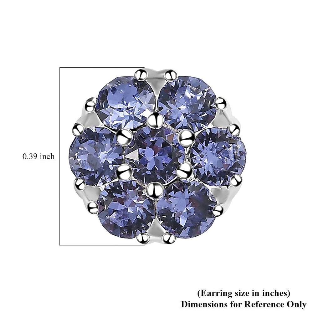 Tanzanite Color Crystal Floral Stud
Earrings in 925 Sterling Silver New - Picture 3 of 5